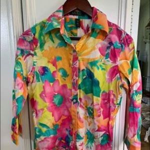 Ralph Lauren floral  3/4 sleeve shirt